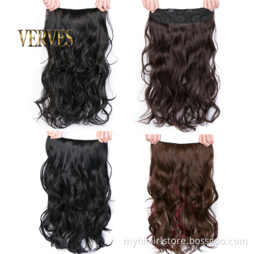 High Temperature Synthetic Hairpiece Clip In Hair Extensions Body Wave Hair Corn Wavy Long easy wear Synthetic Hair